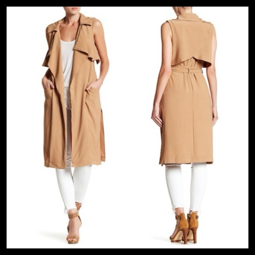 June & Hudson Sleeveless Draped Trench Jacket Sm